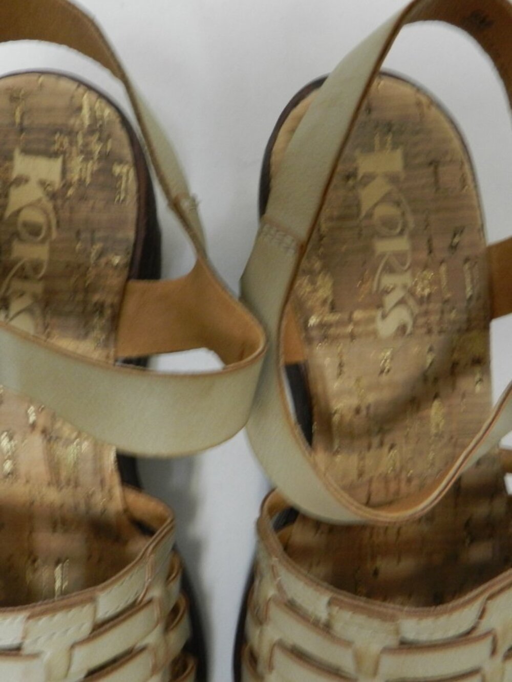 Korks Kork Ease Marley Leather Wedge slingback taupe sandals comfort Size Sz 6 - Picture 3 of 13